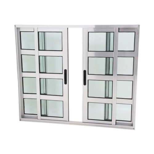 Janela Travessa em Alumínio Brilhante com 4 folhas