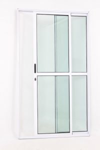 Porta Sacada 2 Folhas de Alumínio Branco e Vidro