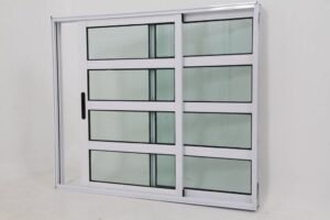 Janela Travessa em Alumínio Branco com 2 folhas
