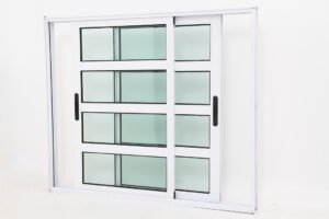 Janela Travessa em Alumínio Branco com 2 folhas Móveis - Premium