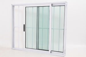 Janela de Vidro e Alumínio Branco 2 folhas com Grade
