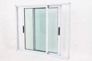 Janela de Vidro em Alumínio Branco de 2 folhas Móveis - Premium