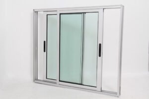 Janela de Vidro em Alumínio Brilhante de 2 folhas Móveis - Linha Premium