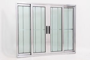 Janela de Vidro 4 folhas de Alumínio Brilhante com Grade - Premium