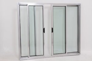 Janela de Vidro 4 folhas de Alumínio Brilhante - Modular