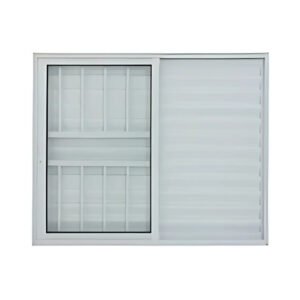 Janela Veneziana de Alumínio Branco de 3 folhas com Grade - Premium