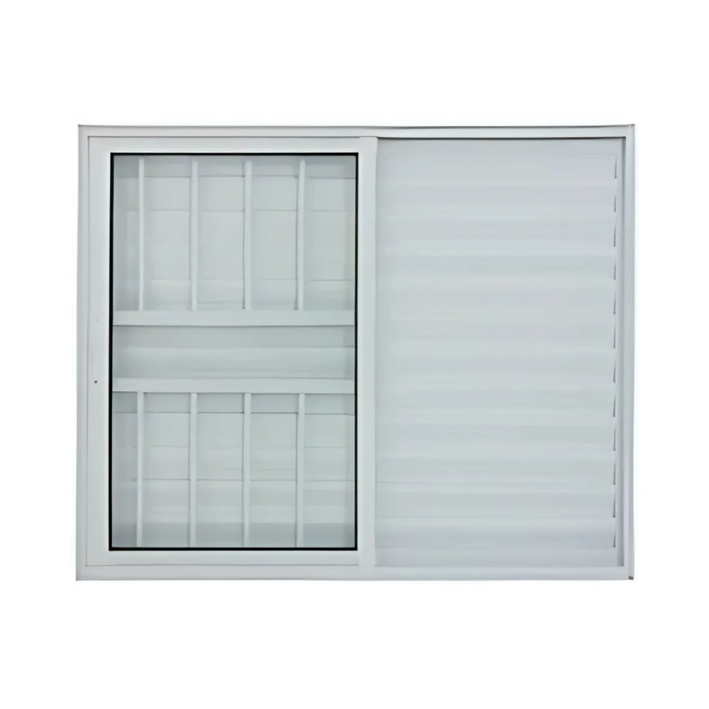 Janela Veneziana de Alumínio Branco de 3 folhas com Grade - Premium