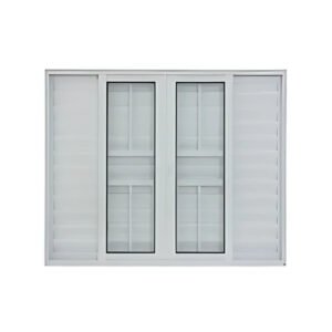 Janela Veneziana de Alumínio Branco de 6 folhas com Grade - Premium