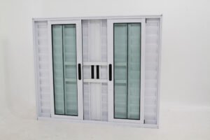 Janela Veneziana de Alumínio Branco de 6 folhas com Grade - Premiumq