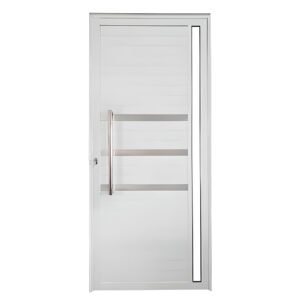 PORTA DE ALUMINIO LAMBRIL BRANCO COM VIDRO E FRISO PIVOTANTE LINHA PREMIUM 25 quad