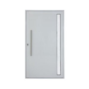 PORTA DE ALUMINIO LAMBRIL BRANCO COM VIDRO LATERAL PIVOTANTE LINHA 30