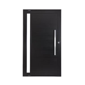 PORTA DE ALUMINIO LAMBRIL PRETO COM VIDRO LATERAL PIVOTANTE LINHA 30