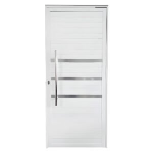 Porta de Alumínio Lambril Branco com Friso Pivotante Linha Premium 25 quad