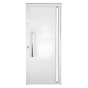 Porta de Alumínio Lambril Branco com Vidro Pivotante Linha Premium 25