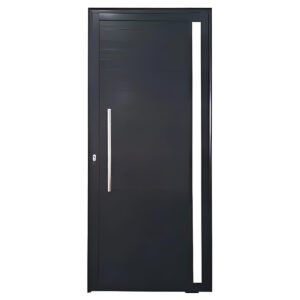 Porta de Alumínio Lambril Preto com Vidro Pivotante Linha Premium 25 quad