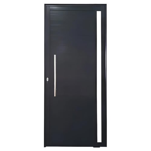 Porta de Alumínio Lambril Preto com Vidro Pivotante Linha Premium 25 quad