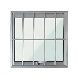 Janela Maxim-ar 1 seção com grade em alumínio brilhante e vidro mini