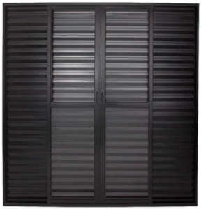 Porta Balcão 6 Folhas Alumínio Preto com Vidros Linha 25