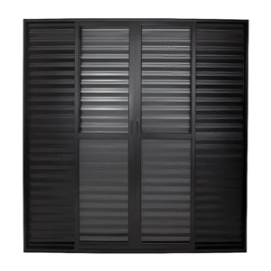 Porta Balcão 6 Folhas Alumínio Preto com Vidros Linha 25