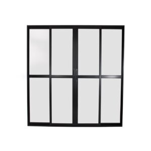 Porta Sacada 4 Folhas de Alumínio Preto e Vidros