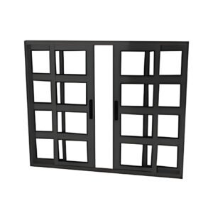 Janela Travessa em Alumínio Preto com 4 folhas Premium