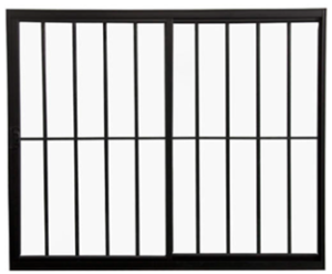 Janela de Vidro 2 folhas de Alumínio Preto com grade – Modular