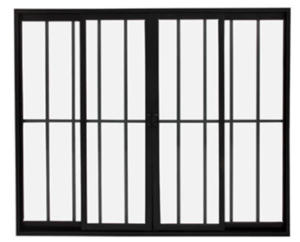 Janela de Vidro 4 folhas de Alumínio Preto com grade – Modular
