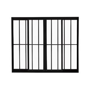 Janela de Vidro 4 folhas de Alumínio Preto com grade – Modular