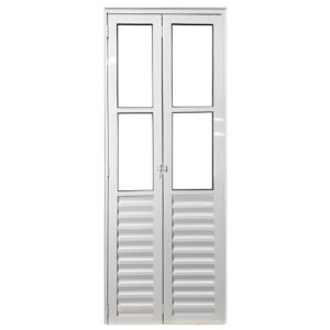 PORTA PALHETA CAMARÃO ALUMINIO BRANCO E VIDRO 1