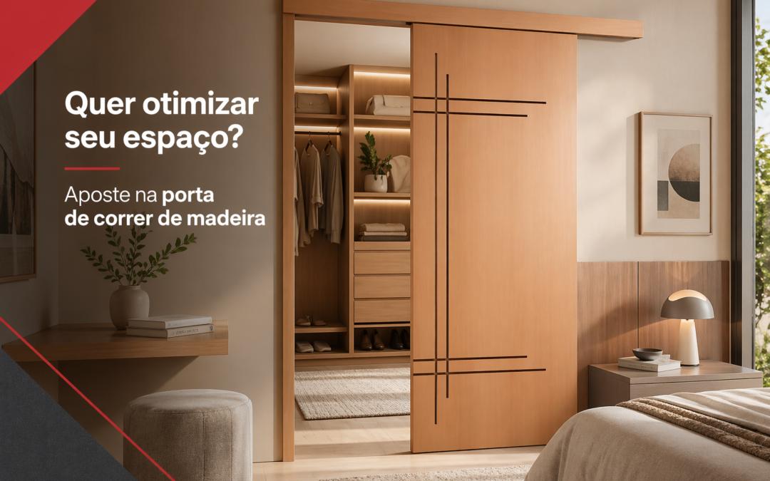 Quer otimizar seu espaço? Aposte na porta de correr de madeira